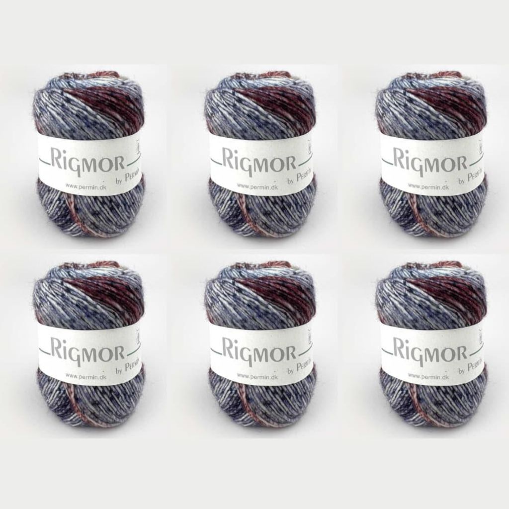 6x Rigmor by Permin – Farbiges Superwash-Wollgarn (18 rost/blau)