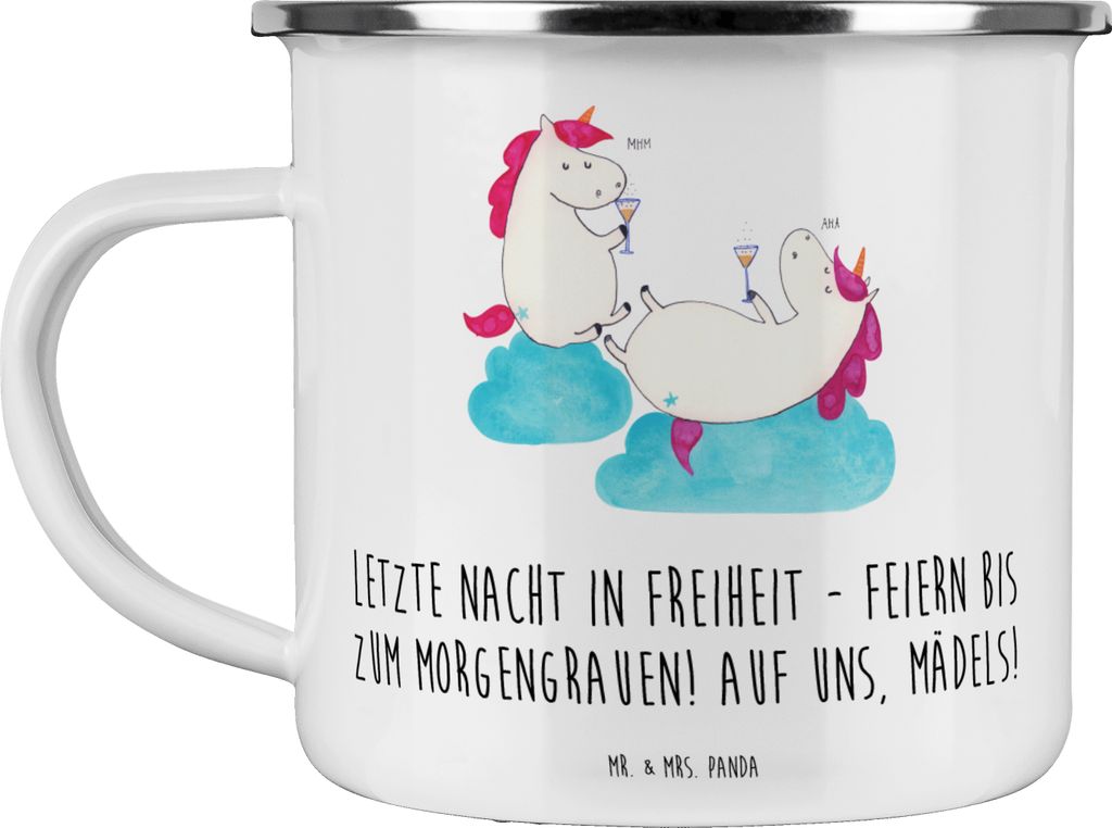 Mr. & Mrs. Panda Pott Junggesellinnenabschied Feiern - Weiß - Geschenk, Heiraten, Teetasse, Emaille Tasse, individuell, Feier, einzigartig, liebev...