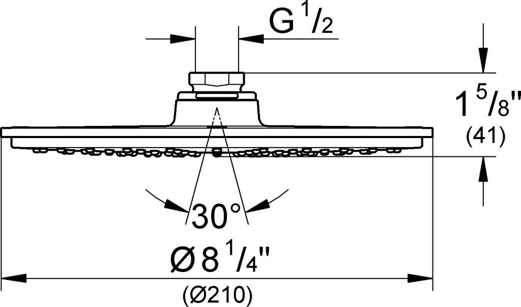 Grohe Kopfbrause COSMOPOLITAN 210 RAINSHOWER Ø 210 mm mit Durchflusskonstanthalter 9,5 l/min chrom