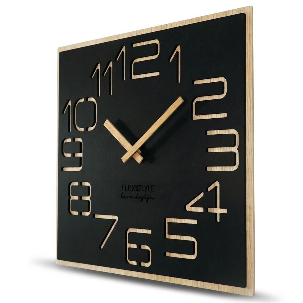 Orologio da parete grande effetto legno Digits ECO, Immagine del prodotto 