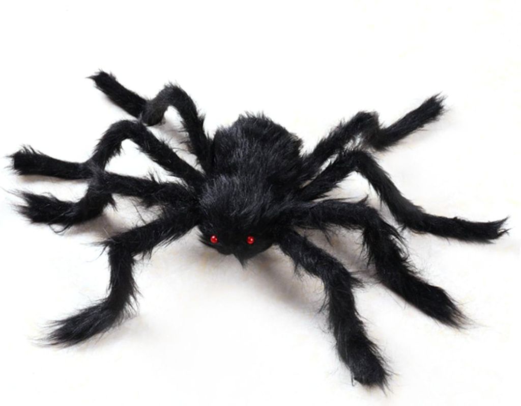 Riesige falsche Spinne Lebensecht Halloween Posable Schwarz Weich Behaart Falsche Spinnen Gruselige Dekorationen für Hof Haus 200cm