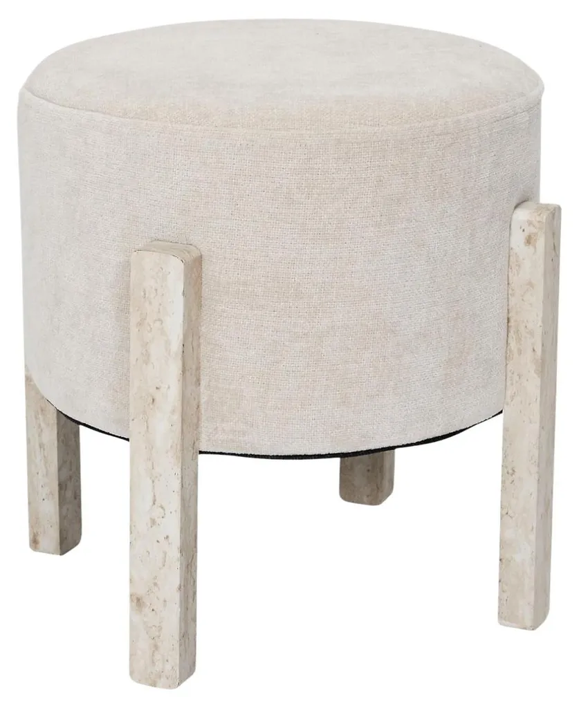HowHomely Tabouret de Maquillage Beige 35x35cm - Pouf Rond en Tissu