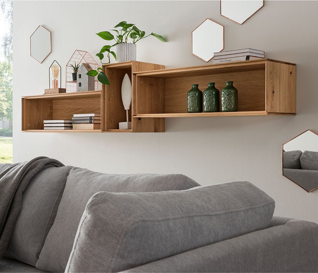 Regalset braun WYNDHAM-69 Wildeiche massiv geölt 3-teilig