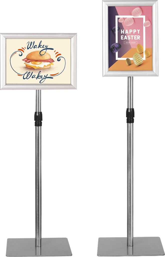 GOPLUS Infoständer Präsentationsständer, Kundenstopper höhenverstellbar & drehbar, Informationsständer DIN A4 (A4,Silber)