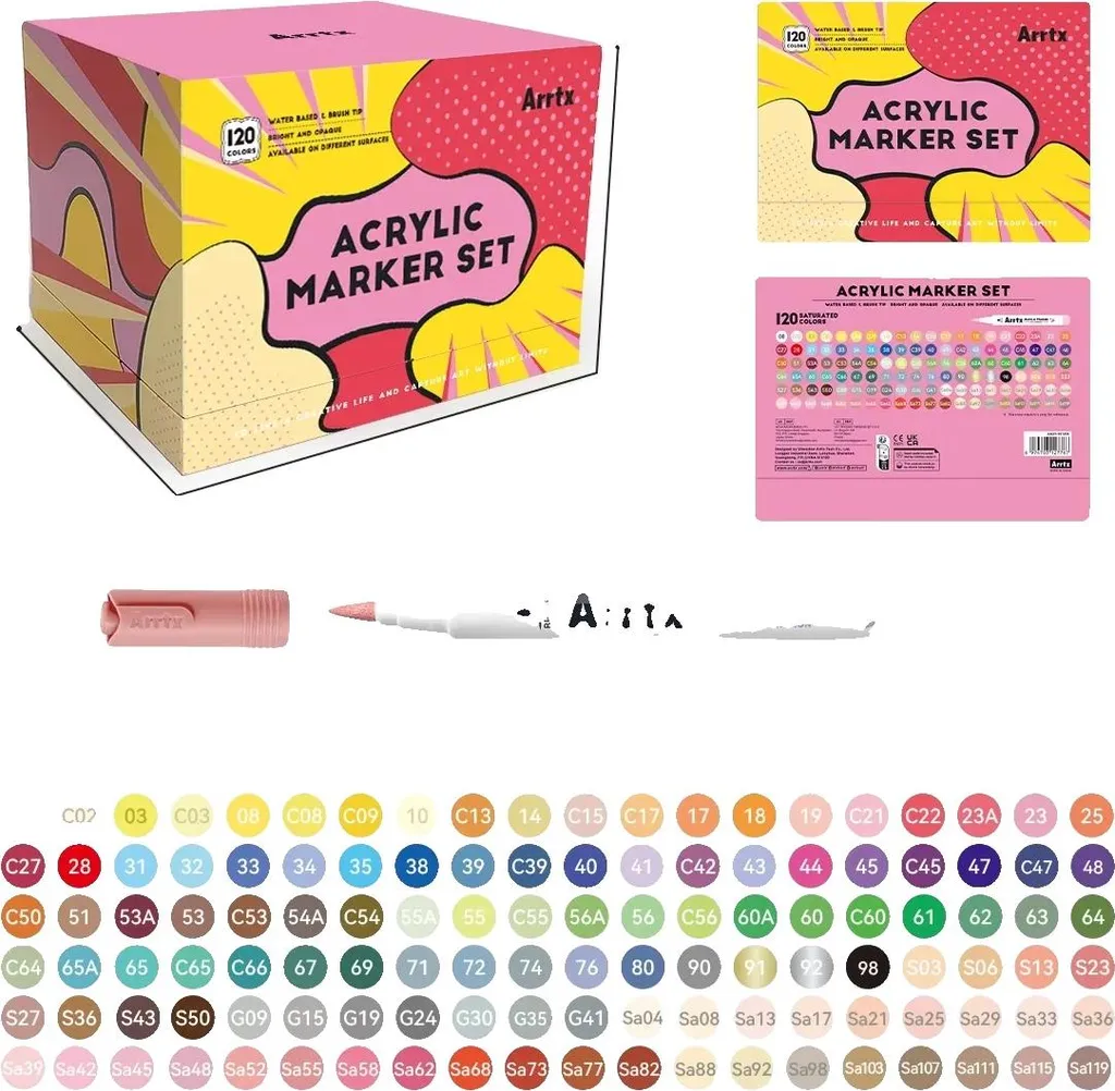 Marqueurs acryliques 120 couleurs anti-bavure pour création durable