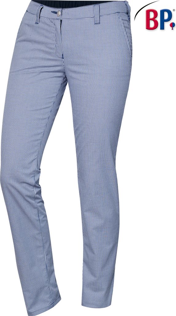 BP® Chinohose für Damen - blau-weiß Pepita - 38l Produktbild 
