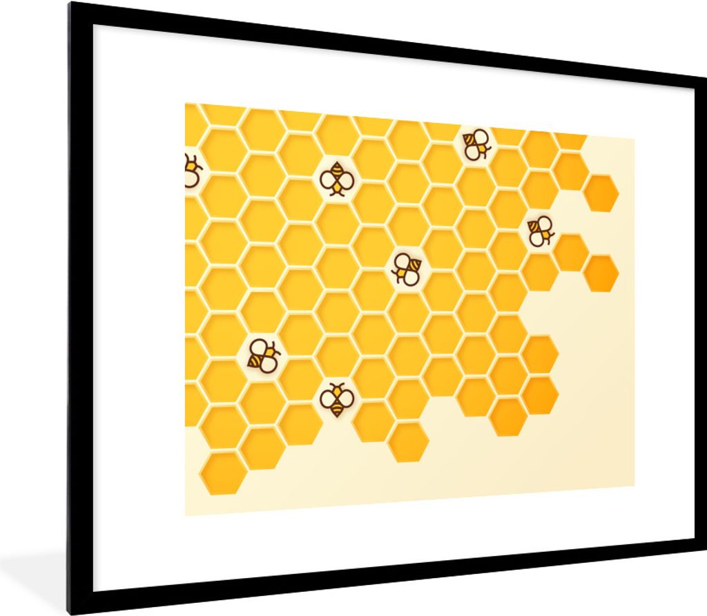 MuchoWow Gerahmtes Poster Eine Illustration des Inneren eines Bienenstocks 80x60 cm - Poster mit Schwarzem Bilderrahmen Wandposter Rahmen Foto Bi...