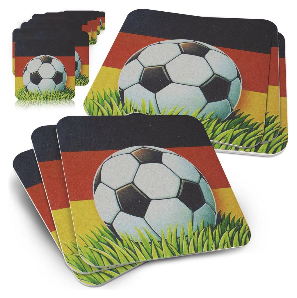 50 Bierdeckel Fußball, Deutschlandflagge EM Party Deko, Schwarz-Rot-Gold Fanset