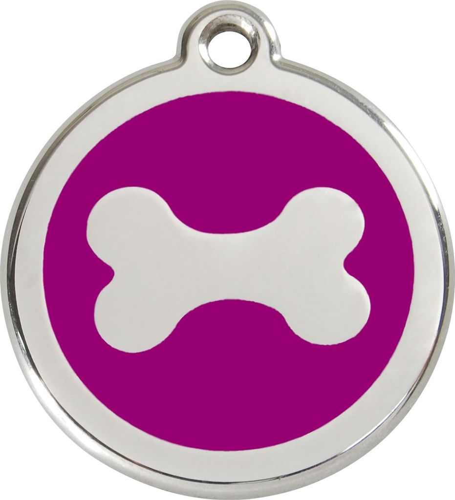 RedDingo Hundemarke mit individueller Gravur Knochen purple, Größe: S