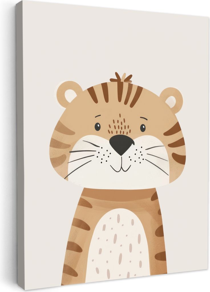 Leinwand Bilder 30x40 cm - Kinder Beige - Tiger, Bilder Wohnzimmer Modern, Wanddeko