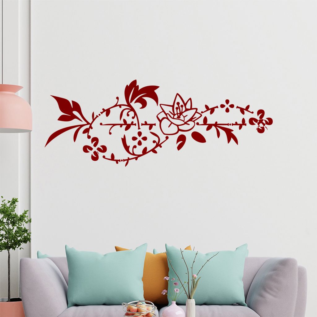 Blumenranke - Linien Wandtattoo in 6 Größen - Wandaufkleber Wall Sticker - Dekoration, Küche, Wohnzimmer, Schlafzimmer, Badezimmer