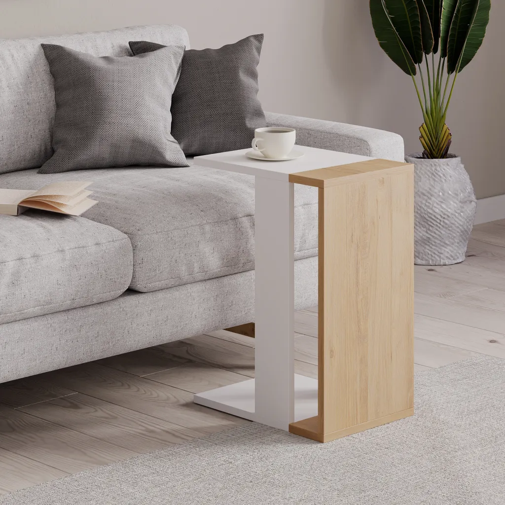 Gagnez de la place avec la table d'appoint Zetti C-Model chêne blanc