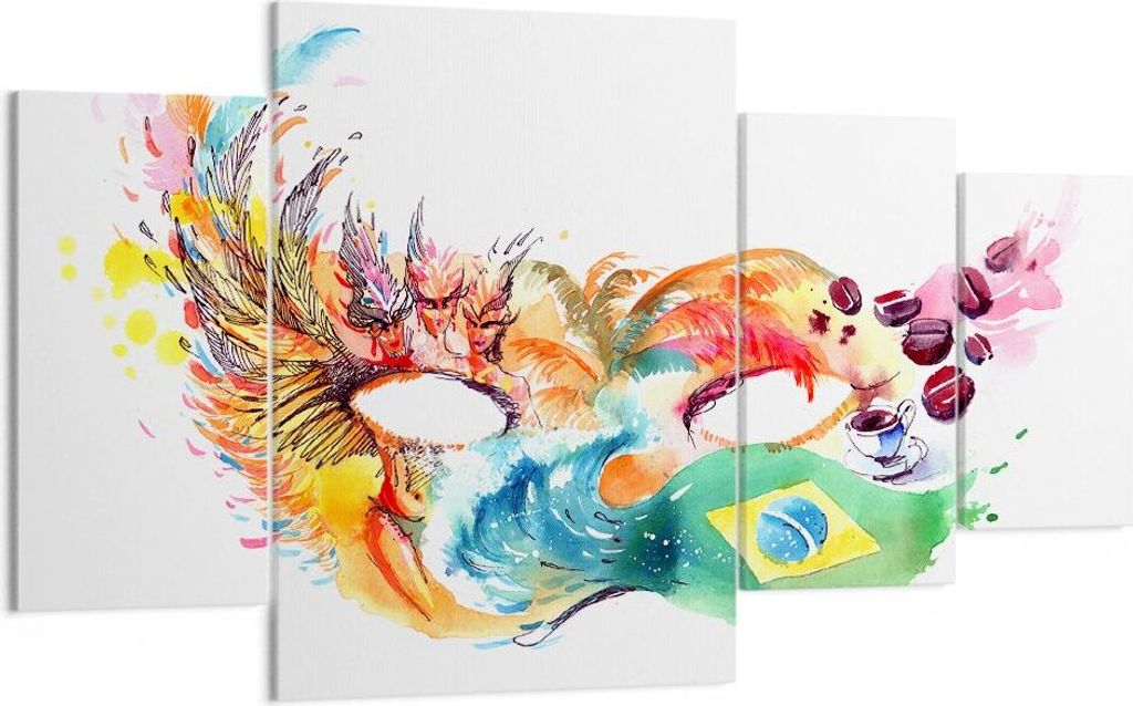 Bild auf Leinwand - Leinwandbild - Flagge Karneval Brasilien - 160x90cm - Wand Bild - Wanddeko - Leinwanddruck - Bilder - Kunstdruck - Wanddekorati...