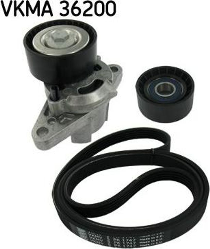 SKF VKMA36200 Keilrippenriemensatz OE 7701477517 kompatibel mit Megane, Sandero, Scenic, Thalia, Logan, Kubistar, Clio, Espace, Kangoo, Laguna
