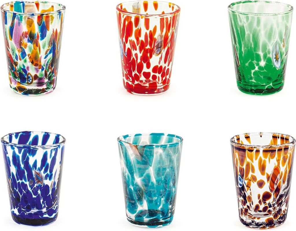 H&h 6er Set venezianische Gläser aus Glas, mehrfarbig, Kl. 5