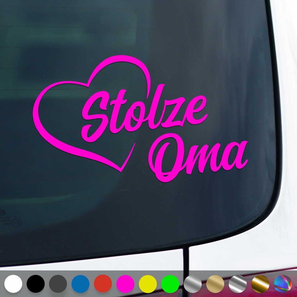 PantherPixel Stolze Oma Aufkleber Großeltern Enkelkinder Sticker Auto Geschenkidee Farbe Neon-Pink
