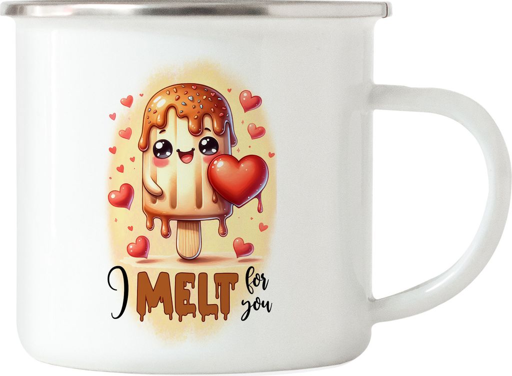 I Melt for You Eiscreme Liebe Emaille Tasse Geschenkidee Paar Frau Freundin Freund