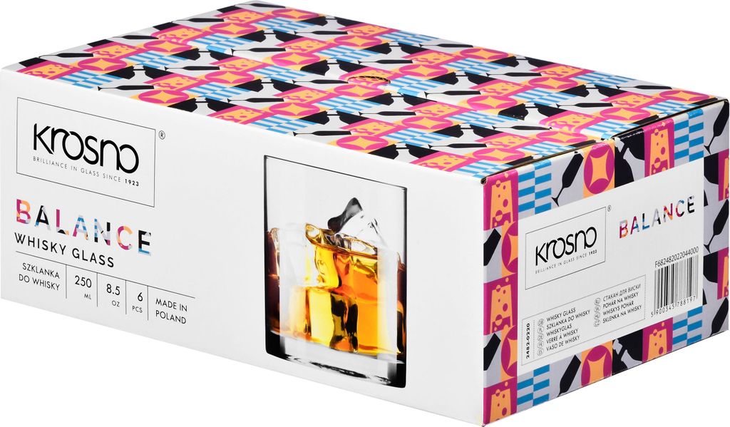 KROSNO Balance Whiskygläser 6er-Set 250 ml – handgemachte Produktbild 