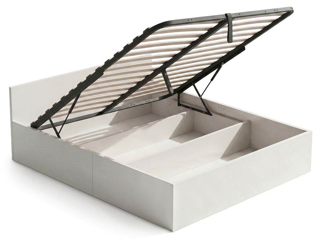 Bett mit Bettkasten 160x200 cm Metalllattenrost aufklappbar Produktbild 