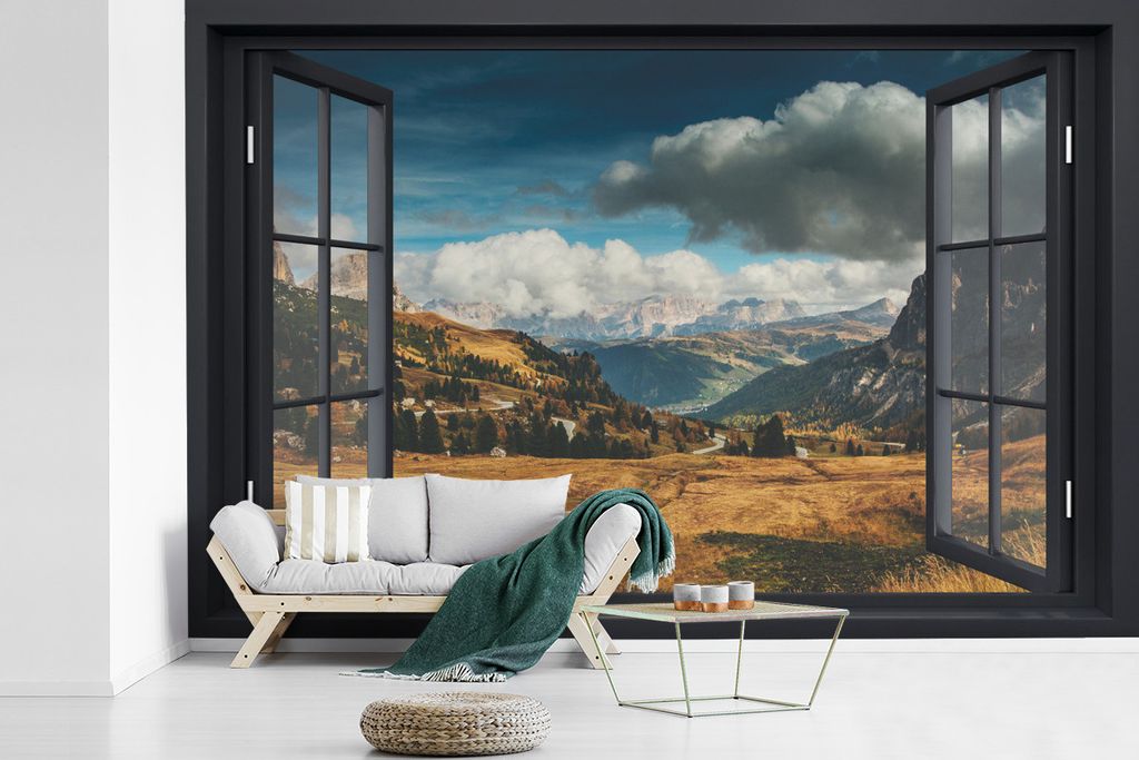MuchoWow Fototapete für Wohnzimmer oder Schlafzimmer Wandtapete Vinyl Motivtapete Aussicht - Weg - Berg - 390x260 cm - Papiertapete