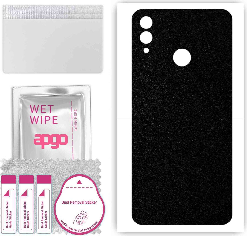 apgo Rückseite Schutzfolie, Skin, kompatibel mit Honor 10 Lite, Hinten Displayschutzfolie aus Vinylfolie, kratzfest, einfache Montage - Mattschwarz