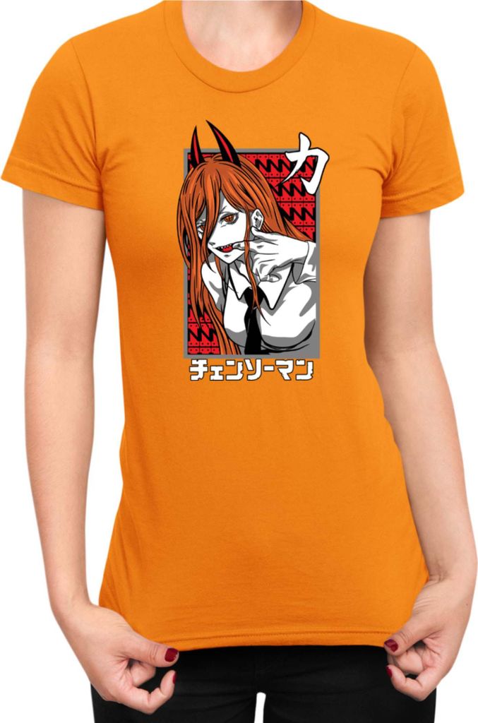 Damen T-Shirt Manga Japan Anime Comics Animation Chainsaw Anime manga Man 07, Lady XS / Orange