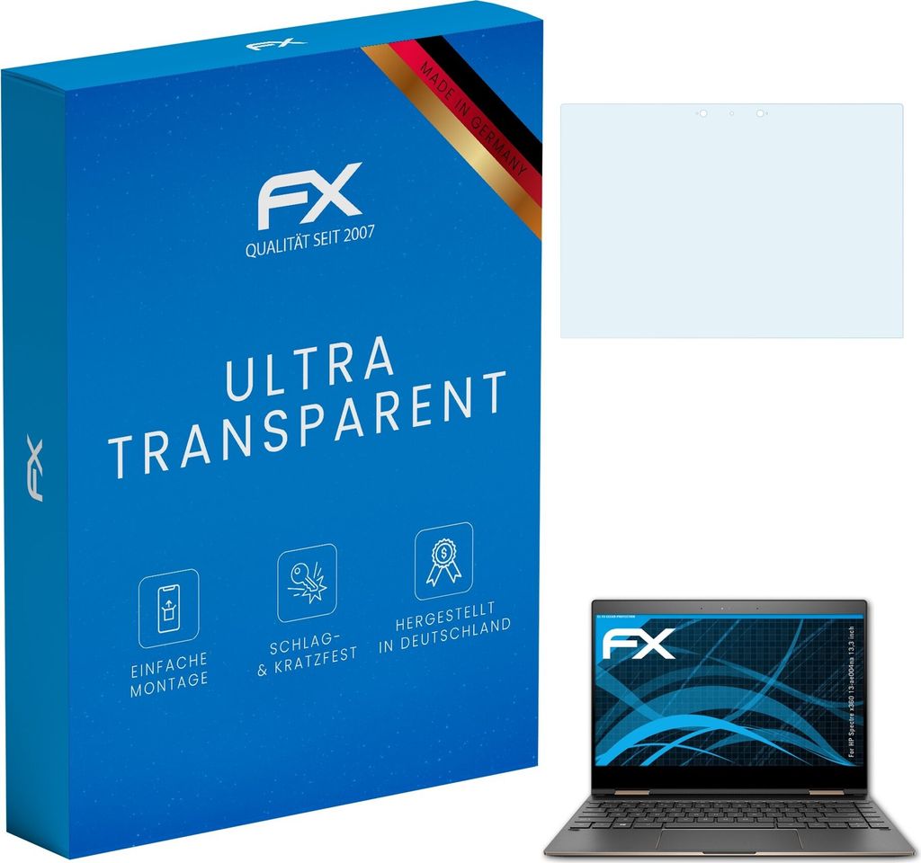 atFoliX FX-Clear 2x Schutzfolie kompatibel mit HP Spectre x360 13-ae004na (13,3 inch) Displayschutzfolie