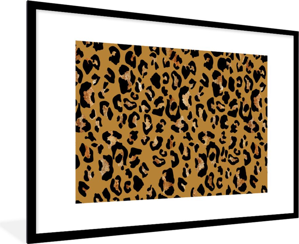 MuchoWow Gerahmtes Poster Tiere - Pantherdruck - Muster 90x60 cm - Poster mit Schwarzem Bilderrahmen Wandposter Rahmen Foto Bilder - Wanddekorati...