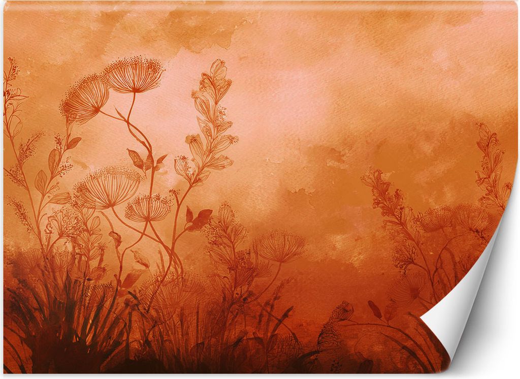 Vlies fototapete Pflanzen Wiese Orange 400x280 cm Feeby Orange inkl. Kleber einfache Montage