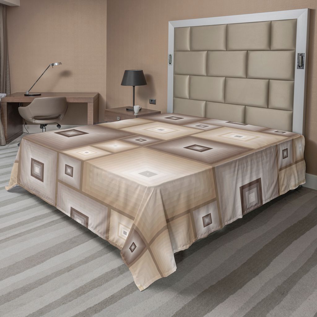 ABAKUHAUS Geometrisch Bettlaken, Verschiedene Kubische Und Form Muster Design Vintage Style Retro Grafik Druck, weiches bequemes oberes Bettlaken f...
