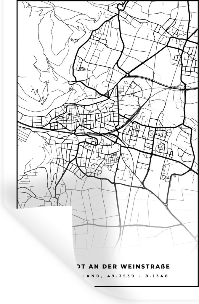 MuchoWow Wandtattoo Wandsticker Wandaufkleber Neustadt an der Weinstraße - Stadtplan - Karte 20x30 cm Selbstklebend und Repositionierbar - Stick...