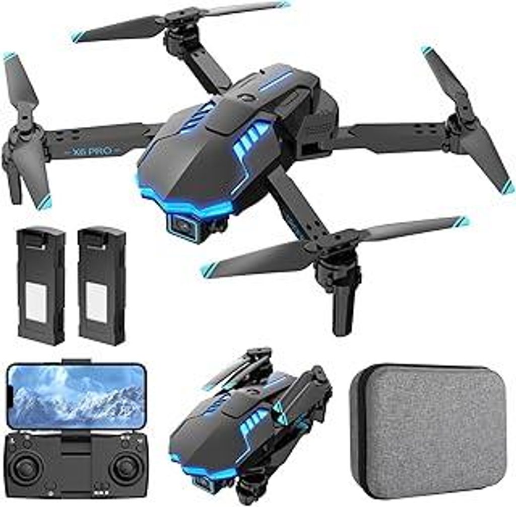 Drohne mit Kamera 1080P für Kinder, RC Drone Quadcopter mit WiFi Übertragung, Lange Flugzeit, Ein Tasten Start, Höhenhaltung, Anfänger Drohne S...