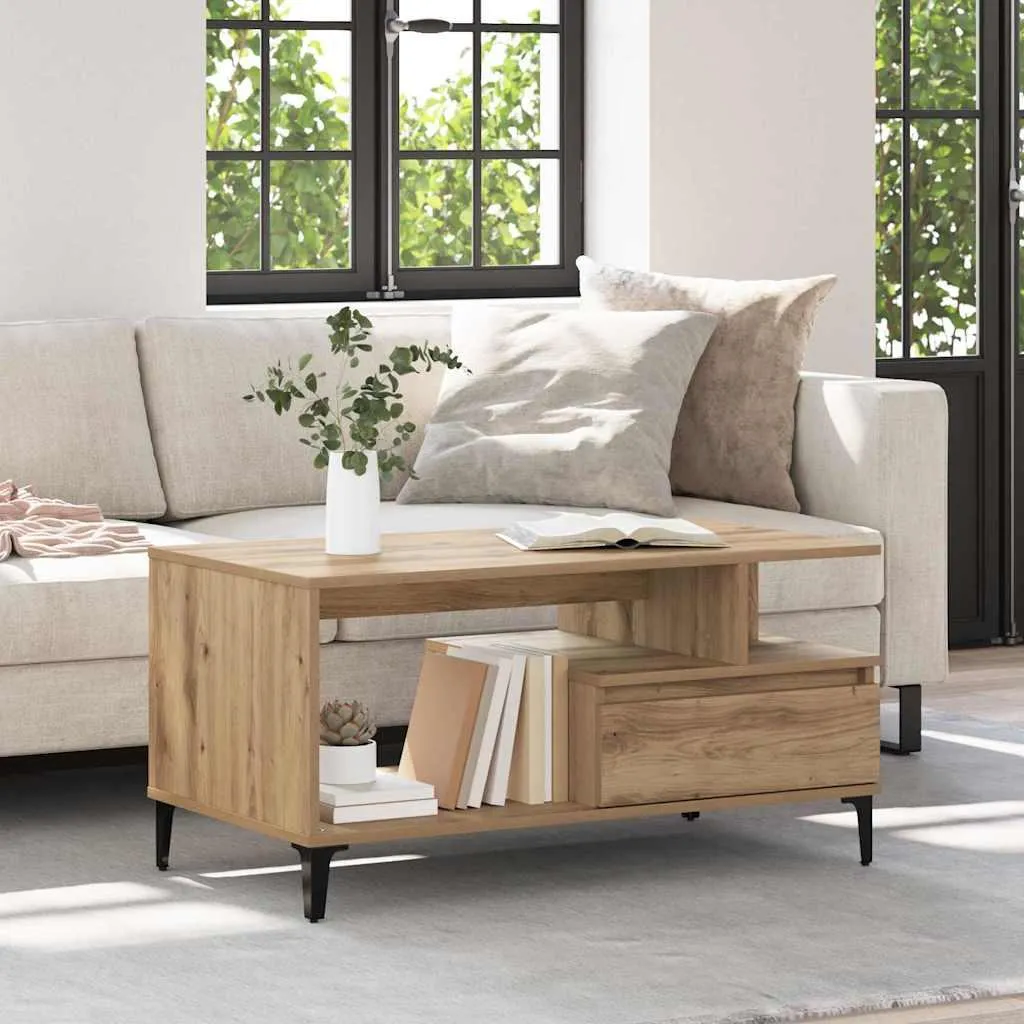 Tavolino di design in rovere Artisan 90 x 49 x 45 cm in legno - Tavolini 2025 Nuovo4643680 1pacco