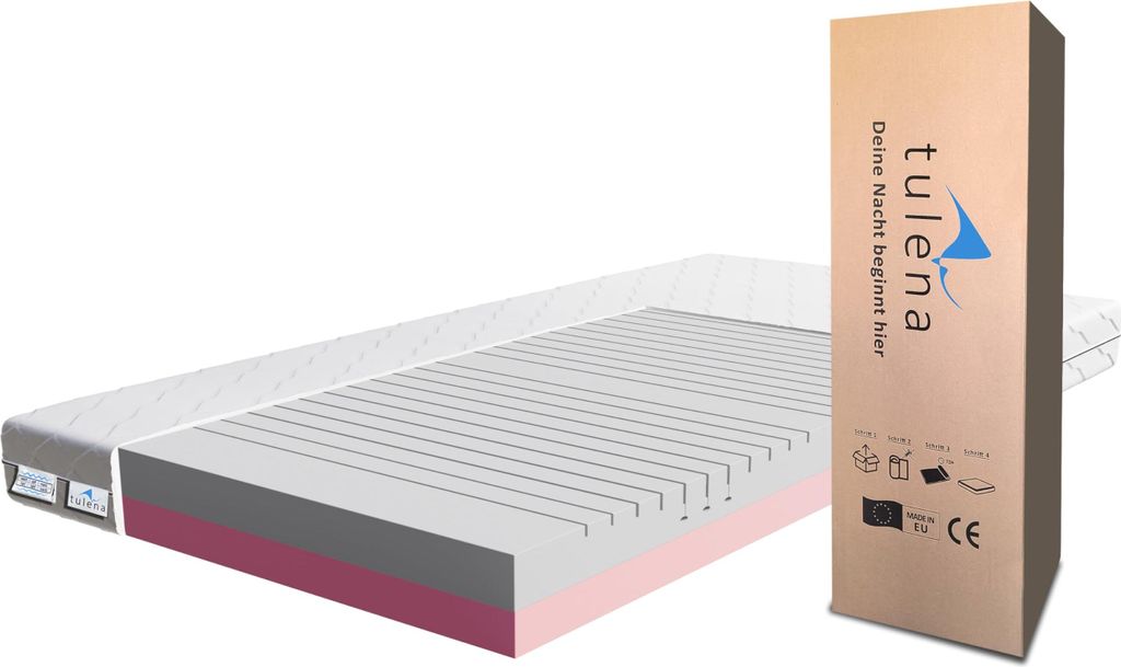 TULENA NOX Matratze 100x190 Komfortschaum hart H4 + H5 Basic 14 cm Probeschlafen inkl. Wendematratze Antibakterieller Bezug mit Reißverschluss