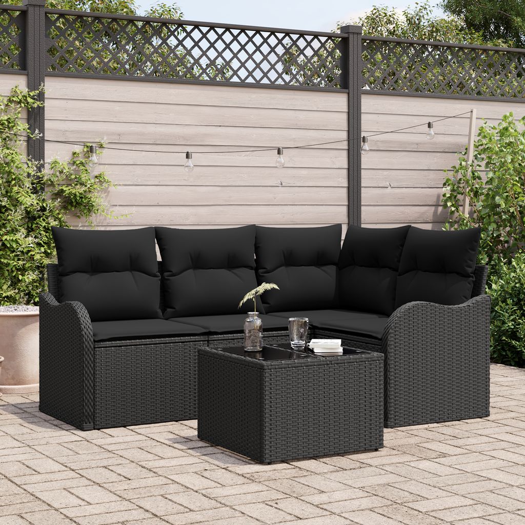 Desgin 5-teiliges Garten Sofa Set mit Kissen Beige Poly Rattan - Gartensofas 3345693