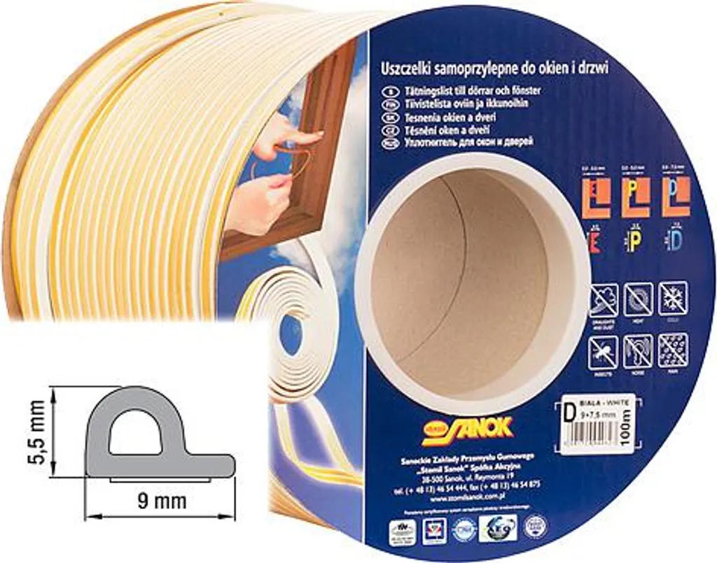 Joint d'étanchéité en caoutchouc profil P marron 9x5.5 mm bobine 100m