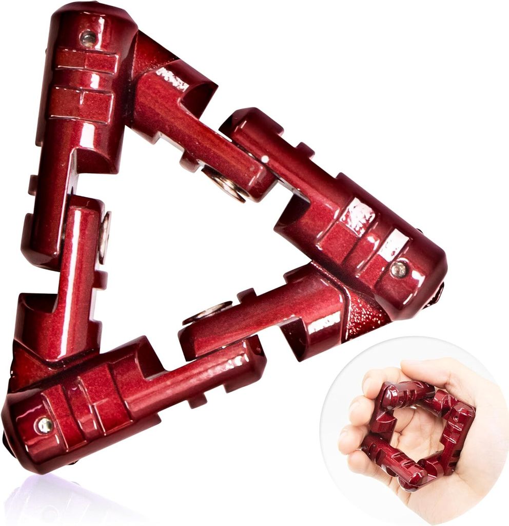 Infinite Flip Fidget Toys,Metall-Dreieck Infinity Flip Handheld Fidget Toy,Stress Relief Massage Hand Sensory Toy-Angst Schreibtisch Stress Toys.Rot
