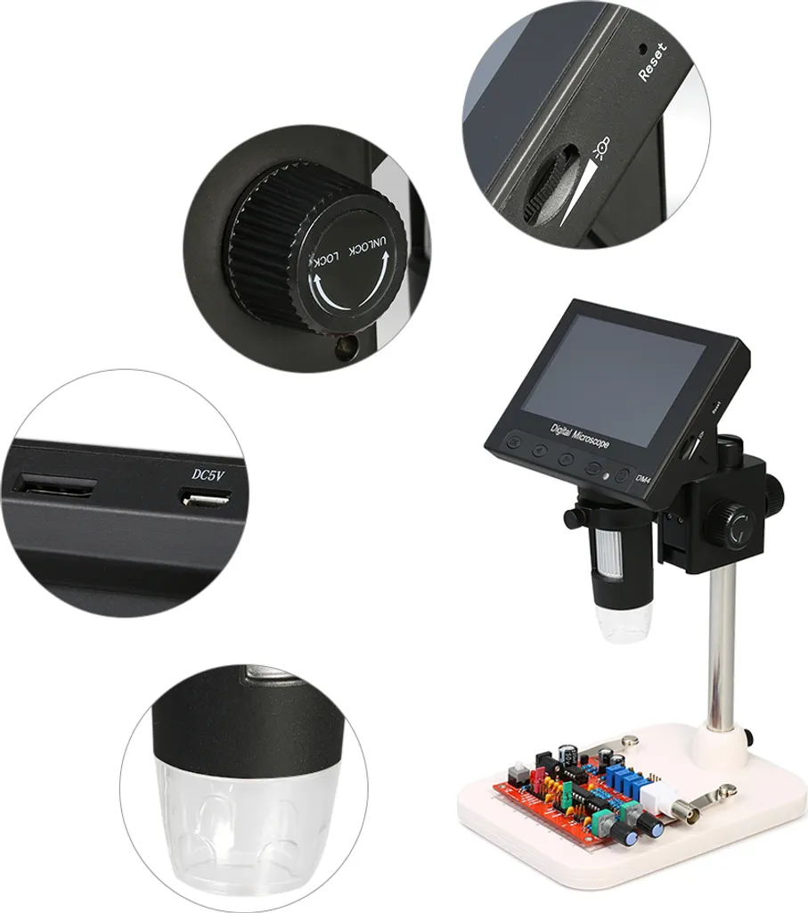 Microscope numérique LCD 4,3 pouces 1000X 720P avec support de soudure - 6
