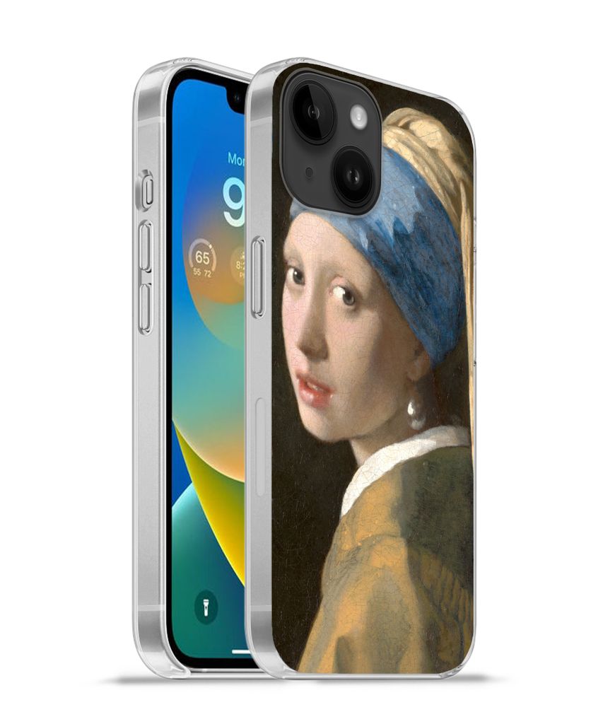 MuchoWow Handyhülle Schutzhülle Hülle für Apple iPhone 14 - Softcase Das Mädchen mit dem Perlenohrring - Gemälde von Johannes Vermeer Silik...
