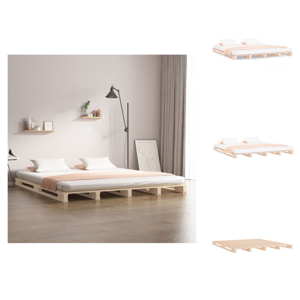 vidaXL Palettenbett 200x200 cm Massivholz Kiefer - Betten & Bettgestelle