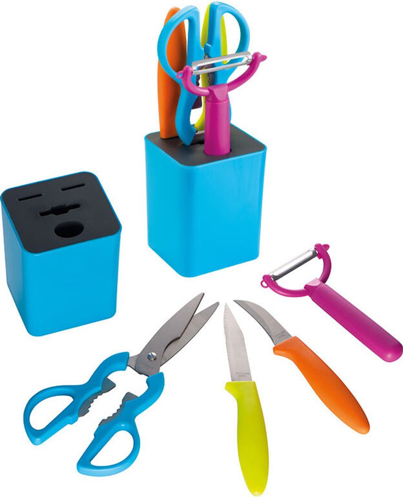 Küchenset / bestehend aus Sparschäler, Schere, Schäl- und ein Gemüsemesser