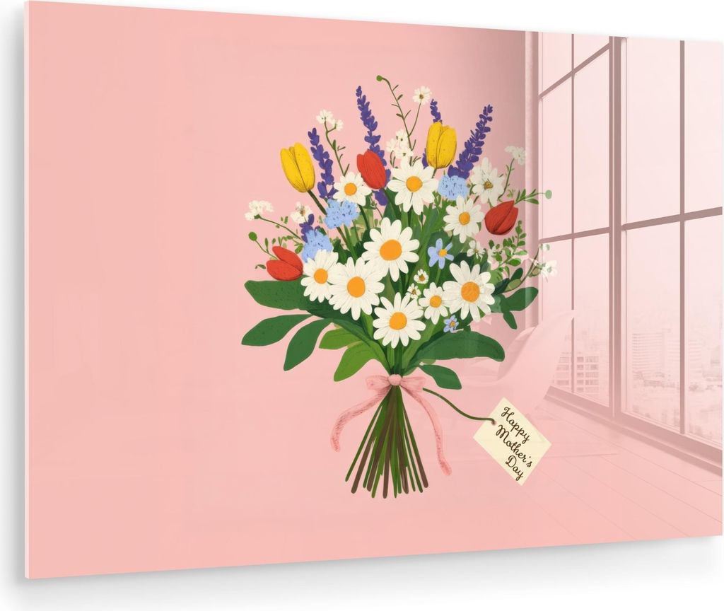 MuchoWow Glasbilder - Bilder auf Wandbild - Foto auf Glas Blumen - Farbband - Karte 90x60 cm Wanddekoration aus Glas - Acrylglasbild - Acrylbilder ...