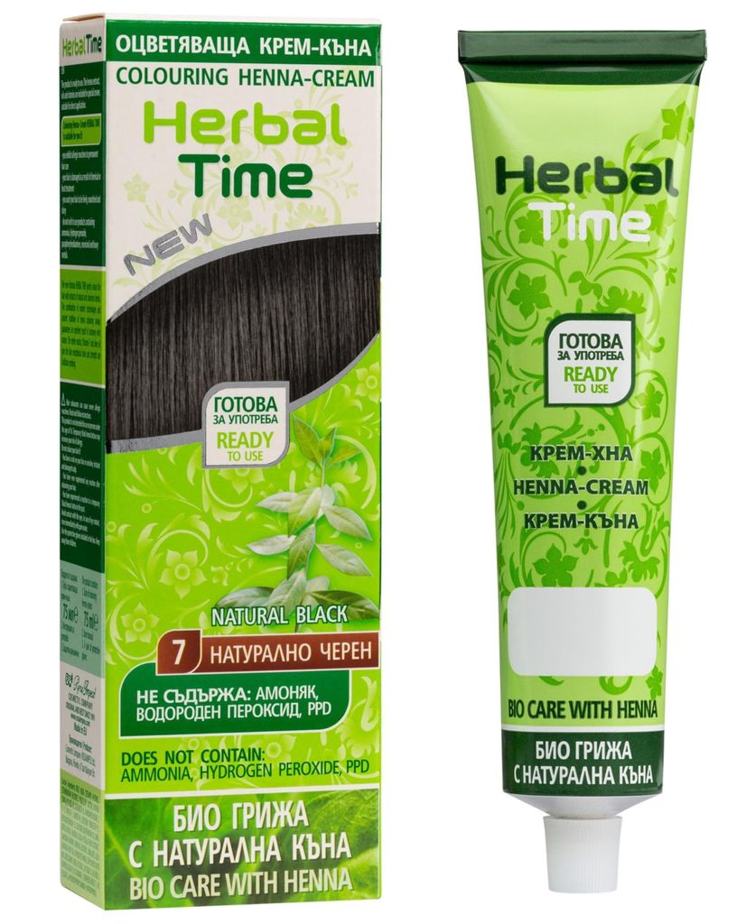 Henné Herbal Time Colore Naturale per Capelli 7 Nero 75 ml Immagine del prodotto 