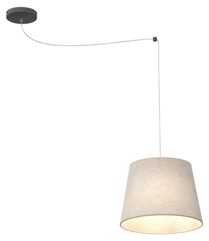 Suspension textile beige 38cm ASCOT luminaire design hauteur 200cm