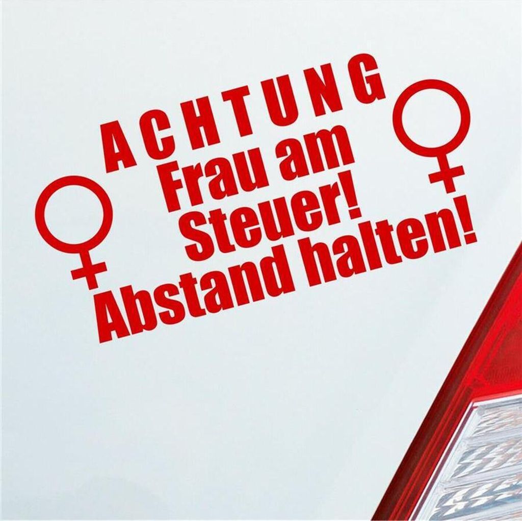 Auto Aufkleber ACHTUNG Frau am Steuer! Abstand halten! 19x9 Produktbild 