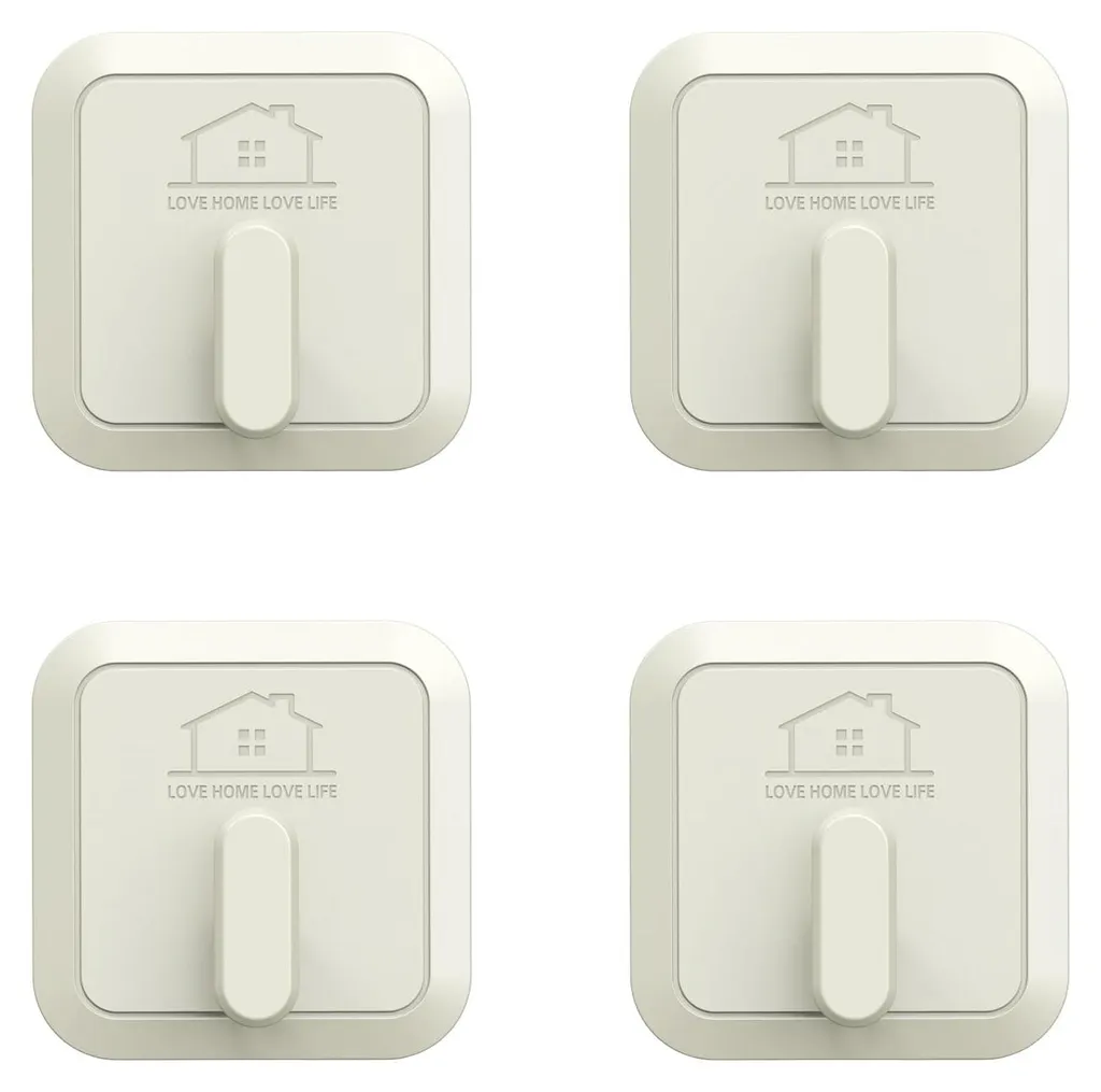 Lot de 4 crochets adhésifs en inox brossé - Accroche murale longue durée