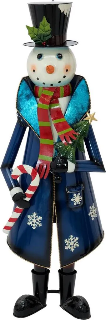 Statue de bonhomme de neige décorative 150cm en métal bleu Europalms
