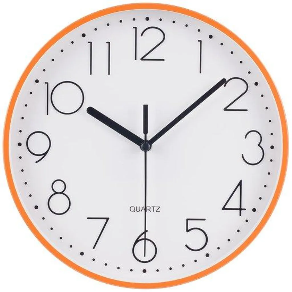 Horloge murale orange 23cm sans tic-tac silencieuse pour école et crèche