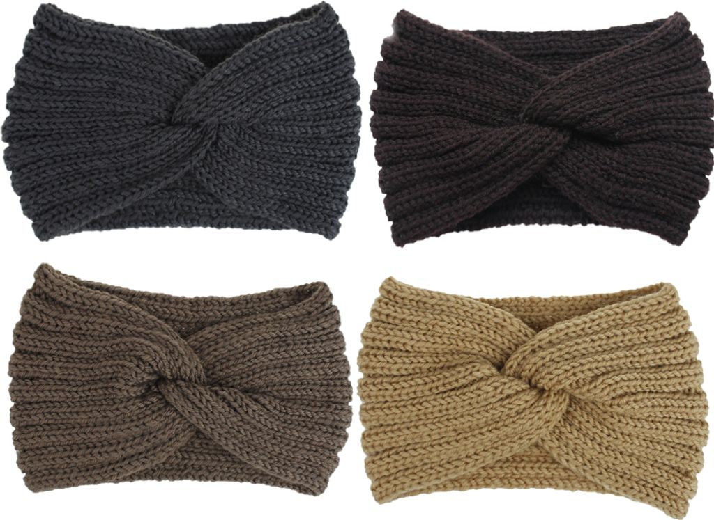 4 Stück Damen Stirnbänder Winter Gestrickt Haarband Stricken Stirnbänder Gestrickt Elastische Stirnband für Mädchen Damen