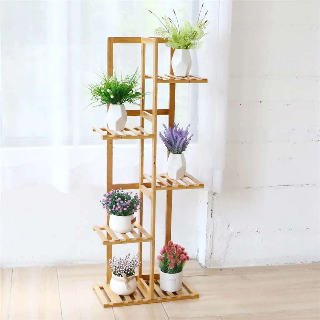 Étagère à plantes en bois 6 niveaux, support fleurs vertical 40x20x102cm